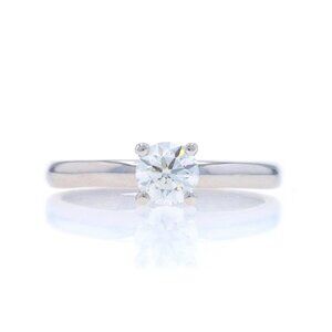 White Gold Diamond Solitaire Engagement Ring - 18k Round Brilliant .38ct
